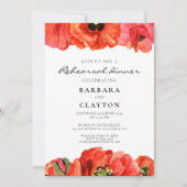 Rode klaprozen waterverf repetitie diner kaart (Voorkant)