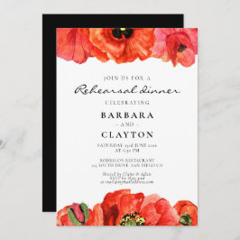 Rode klaprozen waterverf repetitie diner kaart