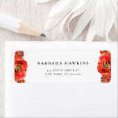 Rode klaprozen waterverf retouradres etiket (Insitu)