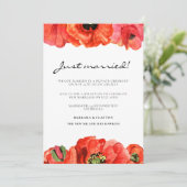 Rode klaprozen waterverf trouwkaart kaart (Staand voorkant)