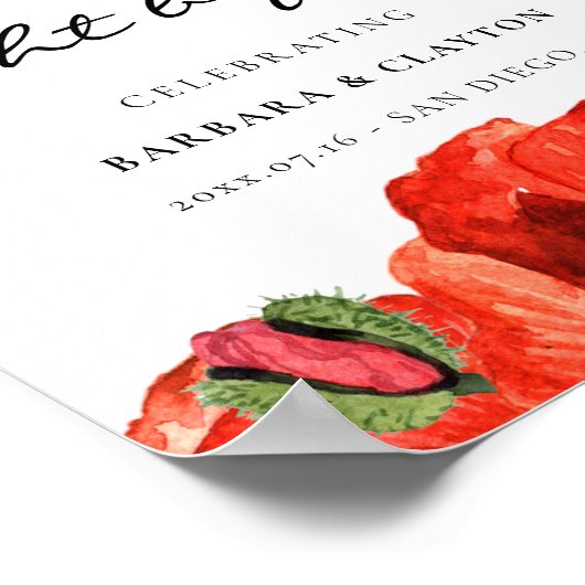 Rode klaprozen waterverf Welkom op de avond voor Poster (Hoek)