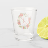 Rode klaprozen Witte Gele Madeliefjes Bloemenkrans Shot Glas (Achterkant)