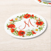 Rode klaprozen Witte gele madeliefjes Bloemkrans Ronde Kartonnen Onderzetter (Gebogen)