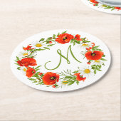 Rode klaprozen Witte gele madeliefjes Bloemkrans Ronde Kartonnen Onderzetter (Gebogen)