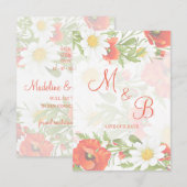 Rode klaprozen Witte gele madeliefjes Bloemkrans Save The Date (Voorkant / Achterkant)