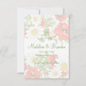 Rode klaprozen Witte gele madeliefjes Bloemkrans Save The Date (Achterkant)