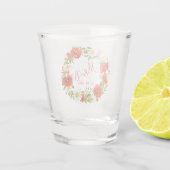 Rode klaprozen Witte gele madeliefjes Bloemkrans Shot Glas (Achterkant)