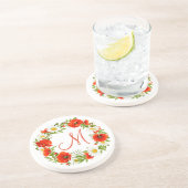 Rode klaprozen Witte gele madeliefjes Bloemkrans Zandsteen Onderzetter (Zijkant)