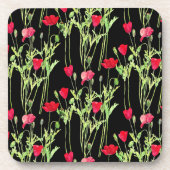 Rode klaprozen zomerweide, wilde bloemen bier onderzetter (Voorkant)