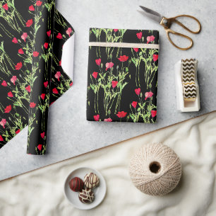 Rode klaprozen zomerweide, wilde bloemen cadeaupapier