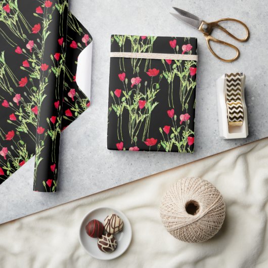 Rode klaprozen zomerweide, wilde bloemen cadeaupapier (Crafts)