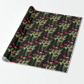 Rode klaprozen zomerweide, wilde bloemen cadeaupapier (Uitgerold)