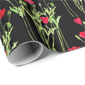 Rode klaprozen zomerweide, wilde bloemen cadeaupapier (Rol Hoek)