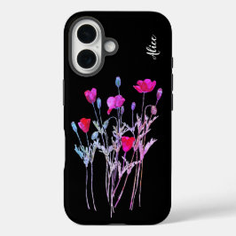 Rode klaprozen zomerweide, wilde bloemen iPhone 16 hoesje