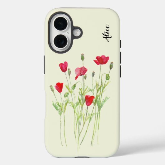 Rode klaprozen zomerweide, wilde bloemen Case-Mate iPhone case (Achterkant)