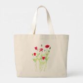 Rode klaprozen zomerweide, wilde bloemen grote tote bag (Achterkant)