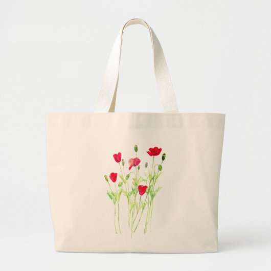 Rode klaprozen zomerweide, wilde bloemen grote tote bag (Voorkant)
