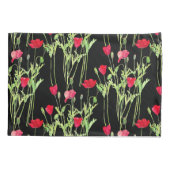 Rode klaprozen zomerweide, wilde bloemen kussensloop (Achterkant)