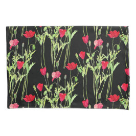 Rode klaprozen zomerweide, wilde bloemen kussensloop