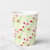 Rode klaprozen zomerweide, wilde bloemen papieren bekers (Achterkant)