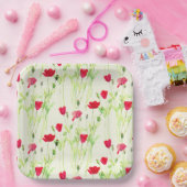 Rode klaprozen zomerweide, wilde bloemen papieren bordje (Feest)