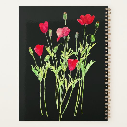 Rode klaprozen zomerweide, wilde bloemen planner (Achterkant)