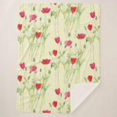 Rode klaprozen zomerweide, wilde bloemen sherpa deken (Voorkant)