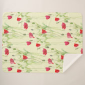 Rode klaprozen zomerweide, wilde bloemen sherpa deken (Voorkant (horizontaal))