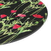 Rode klaprozen zomerweide, wilde bloemen snijplank (Hoek)