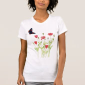 Rode klaprozen zomerweide, wilde bloemen t-shirt (Voorkant)