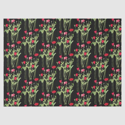 Rode klaprozen zomerweide, wilde bloemen tissuepapier (Voorkant)