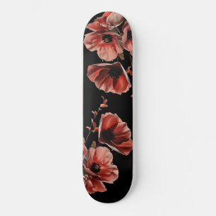 Rode klaprozen zwart persoonlijk skateboard