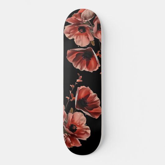 Rode klaprozen zwart persoonlijk skateboard (Voorkant)