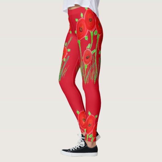 Rode klaprozenleggings leggings (Links)