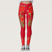 Rode klaprozenleggings leggings (Voorkant)