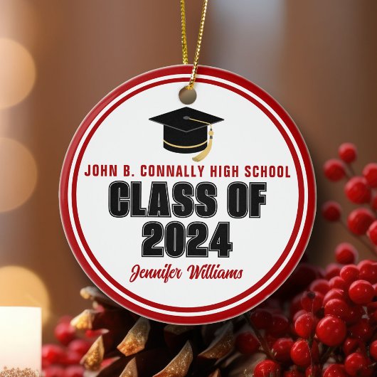 Rode klas van 2026 aangepaste afstudeer Kerstmis Keramisch Ornament