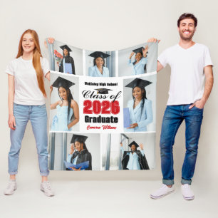 Rode klas van 2026 afstudeerfoto collage fleece deken