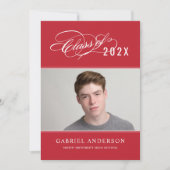 Rode klas van 2026 Script Foto Afsluitingsfeest Kaart (Voorkant)