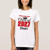 Rode Klas van 2027 Middelbare School Afstudeerklas T-shirt (Voorkant)