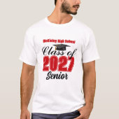 Rode Klas van 2027 Senior Aangepaste Hoge School T-shirt (Voorkant)