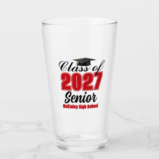 Rode Klas van 2027 Senior Aangepaste Middelbare Sc Glas (Voorkant)
