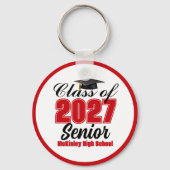 Rode klas van 2027 senior aangepaste middelbare sc sleutelhanger (Voorkant)