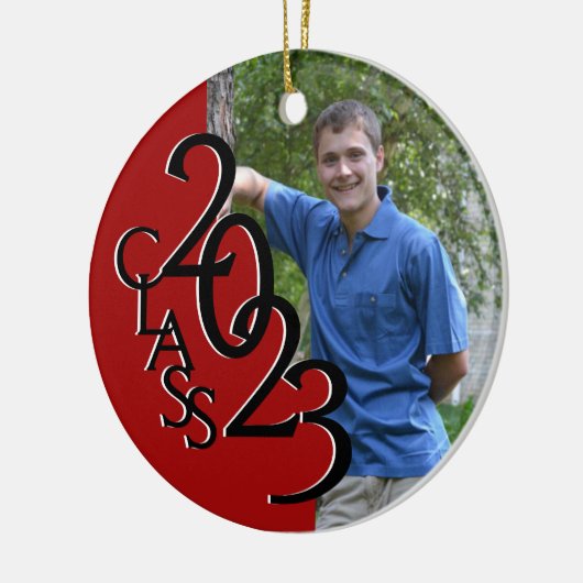 Rode Klasse 2023 Afstuderen Foto Keramisch Ornament (Links)