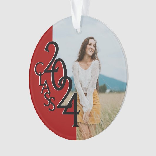 Rode Klasse 2024 Afstuderen Foto Ornament (voorkant)