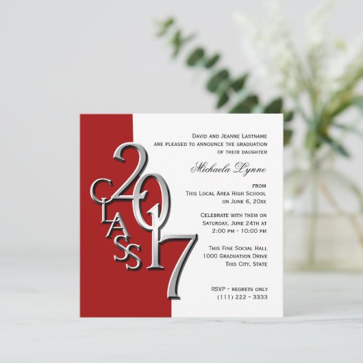 Rode Klasse van 2017 Foto Afstuderen Kaart (Staand voorkant)