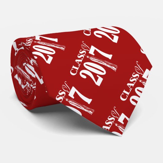 Rode Klasse van 2017 Tassle Afstuderen ontwerp Stropdas (Opgerold)