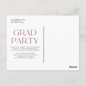 Rode Klasse van 2024 Modern Minimalistisch Afstude Briefkaart (Achterkant)