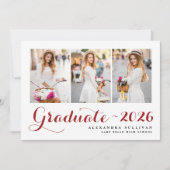 Rode Klasse van 2025 Photo Collage Afstuderen Kaart (Voorkant)