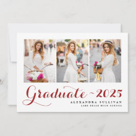 Rode Klasse van 2025 Photo Collage Afstuderen Kaart