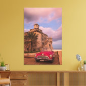 Rode klassieke auto, Cuba Canvas Afdruk (Insitu (Woonkamer))